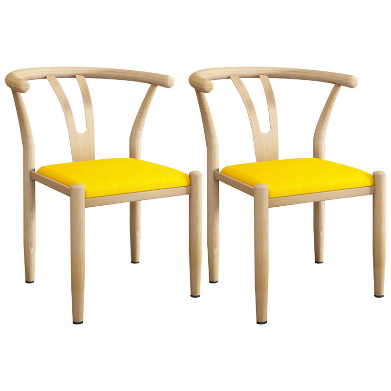Contemporary Style Metal Chairs Fork Bone Back Arm Kitchen Dining Chair Set Light Yellow 2 Piece Set Natural Wood Clearhalo ' kitchen&dining_furn' 'Dining Chairs' 'Dining Tables & Seating' 'dining_chair' 'furn' 'furn_dining_chair' 'Furniture' 'furniture_dining_chair' 'Kitchen & Dining Furniture' 'kitchen' 3757375