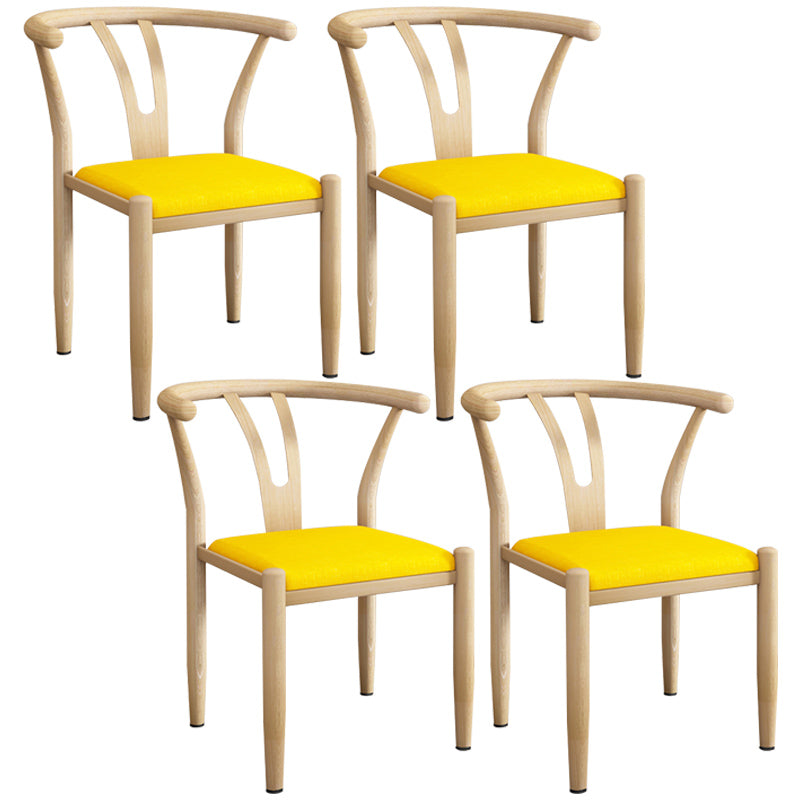 Contemporary Style Metal Chairs Fork Bone Back Arm Kitchen Dining Chair Set Light Yellow 4 Piece Set Natural Wood Clearhalo ' kitchen&dining_furn' 'Dining Chairs' 'Dining Tables & Seating' 'dining_chair' 'furn' 'furn_dining_chair' 'Furniture' 'furniture_dining_chair' 'Kitchen & Dining Furniture' 'kitchen' 3757377