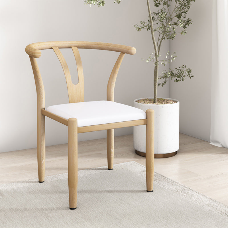 Contemporary Style Metal Chairs Fork Bone Back Arm Kitchen Dining Chair Set White 1 Piece Natural Wood Clearhalo ' kitchen&dining_furn' 'Dining Chairs' 'Dining Tables & Seating' 'dining_chair' 'furn' 'furn_dining_chair' 'Furniture' 'furniture_dining_chair' 'Kitchen & Dining Furniture' 'kitchen' 3757379