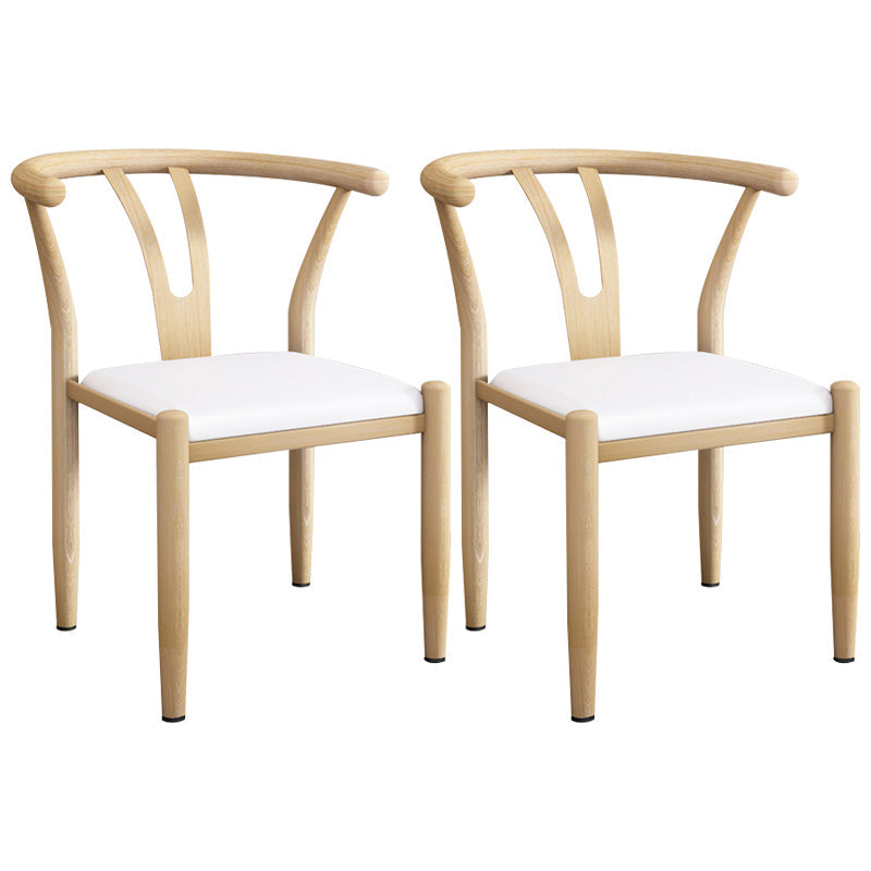 Contemporary Style Metal Chairs Fork Bone Back Arm Kitchen Dining Chair Set White 2 Piece Set Natural Wood Clearhalo ' kitchen&dining_furn' 'Dining Chairs' 'Dining Tables & Seating' 'dining_chair' 'furn' 'furn_dining_chair' 'Furniture' 'furniture_dining_chair' 'Kitchen & Dining Furniture' 'kitchen' 3757380