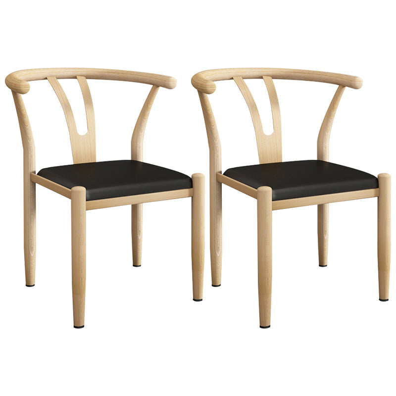 Contemporary Style Metal Chairs Fork Bone Back Arm Kitchen Dining Chair Set Black 2 Piece Set Natural Wood Clearhalo ' kitchen&dining_furn' 'Dining Chairs' 'Dining Tables & Seating' 'dining_chair' 'furn' 'furn_dining_chair' 'Furniture' 'furniture_dining_chair' 'Kitchen & Dining Furniture' 'kitchen' 3757386