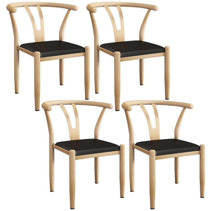 Contemporary Style Metal Chairs Fork Bone Back Arm Kitchen Dining Chair Set Black 4 Piece Set Natural Wood Clearhalo ' kitchen&dining_furn' 'Dining Chairs' 'Dining Tables & Seating' 'dining_chair' 'furn' 'furn_dining_chair' 'Furniture' 'furniture_dining_chair' 'Kitchen & Dining Furniture' 'kitchen' 3757387