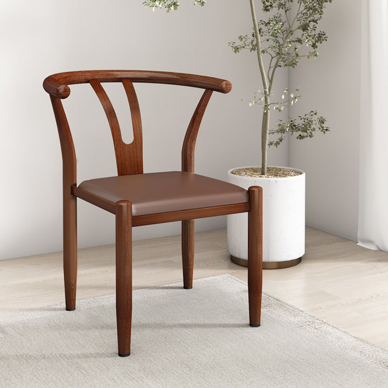 Contemporary Style Metal Chairs Fork Bone Back Arm Kitchen Dining Chair Set Coffee 1 Piece Walnut Clearhalo ' kitchen&dining_furn' 'Dining Chairs' 'Dining Tables & Seating' 'dining_chair' 'furn' 'furn_dining_chair' 'Furniture' 'furniture_dining_chair' 'Kitchen & Dining Furniture' 'kitchen' 3757388