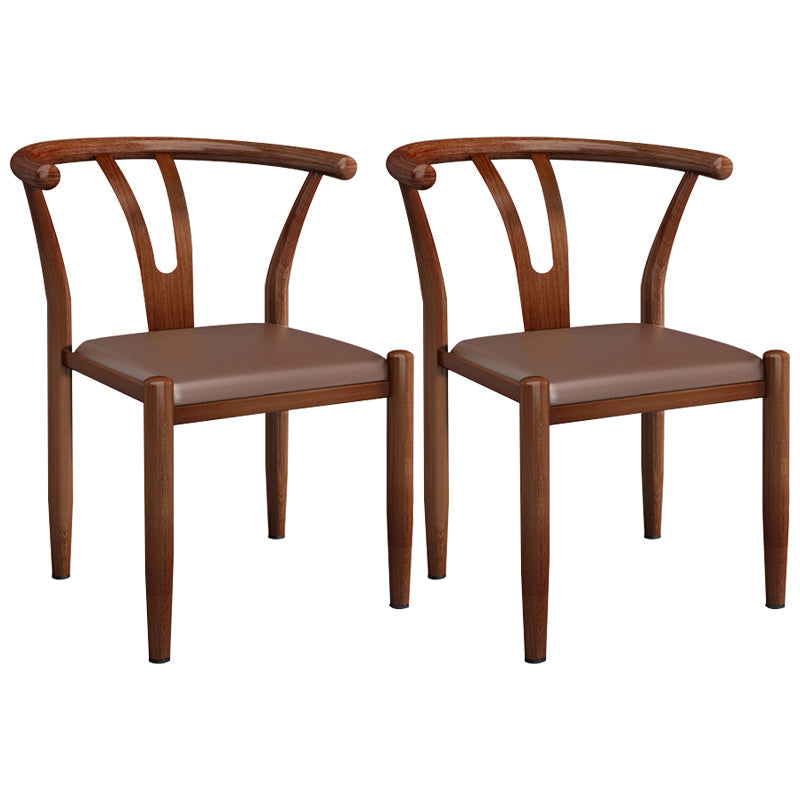 Contemporary Style Metal Chairs Fork Bone Back Arm Kitchen Dining Chair Set Coffee 2 Piece Set Walnut Clearhalo ' kitchen&dining_furn' 'Dining Chairs' 'Dining Tables & Seating' 'dining_chair' 'furn' 'furn_dining_chair' 'Furniture' 'furniture_dining_chair' 'Kitchen & Dining Furniture' 'kitchen' 3757389
