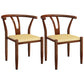 Contemporary Style Metal Chairs Fork Bone Back Arm Kitchen Dining Chair Set Off-White 2 Piece Set Walnut Clearhalo ' kitchen&dining_furn' 'Dining Chairs' 'Dining Tables & Seating' 'dining_chair' 'furn' 'furn_dining_chair' 'Furniture' 'furniture_dining_chair' 'Kitchen & Dining Furniture' 'kitchen' 3757391