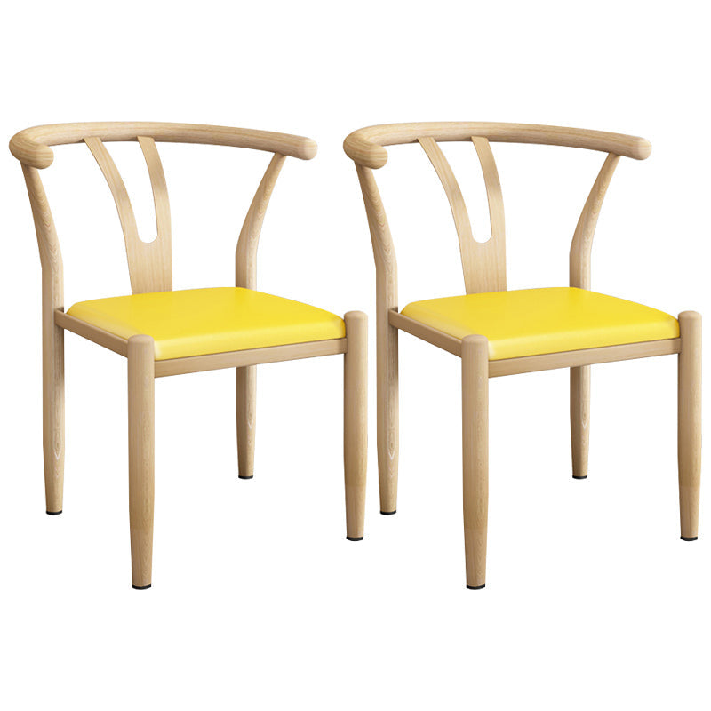 Contemporary Style Metal Chairs Fork Bone Back Arm Kitchen Dining Chair Set Yellow 2 Piece Set Natural Wood Clearhalo ' kitchen&dining_furn' 'Dining Chairs' 'Dining Tables & Seating' 'dining_chair' 'furn' 'furn_dining_chair' 'Furniture' 'furniture_dining_chair' 'Kitchen & Dining Furniture' 'kitchen' 3757394