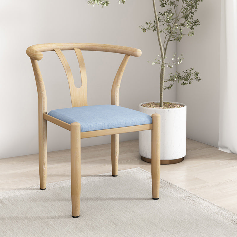 Contemporary Style Metal Chairs Fork Bone Back Arm Kitchen Dining Chair Set Blue 1 Piece Natural Wood Clearhalo ' kitchen&dining_furn' 'Dining Chairs' 'Dining Tables & Seating' 'dining_chair' 'furn' 'furn_dining_chair' 'Furniture' 'furniture_dining_chair' 'Kitchen & Dining Furniture' 'kitchen' 3757399