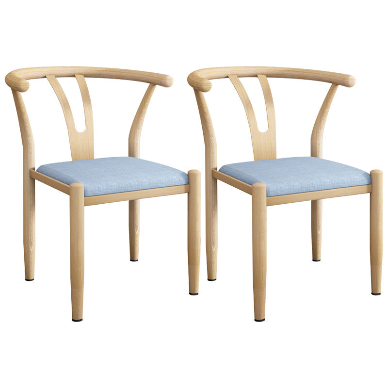 Contemporary Style Metal Chairs Fork Bone Back Arm Kitchen Dining Chair Set Blue 2 Piece Set Natural Wood Clearhalo ' kitchen&dining_furn' 'Dining Chairs' 'Dining Tables & Seating' 'dining_chair' 'furn' 'furn_dining_chair' 'Furniture' 'furniture_dining_chair' 'Kitchen & Dining Furniture' 'kitchen' 3757400