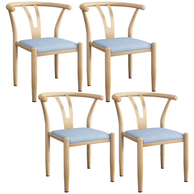 Contemporary Style Metal Chairs Fork Bone Back Arm Kitchen Dining Chair Set Blue 4 Piece Set Natural Wood Clearhalo ' kitchen&dining_furn' 'Dining Chairs' 'Dining Tables & Seating' 'dining_chair' 'furn' 'furn_dining_chair' 'Furniture' 'furniture_dining_chair' 'Kitchen & Dining Furniture' 'kitchen' 3757401
