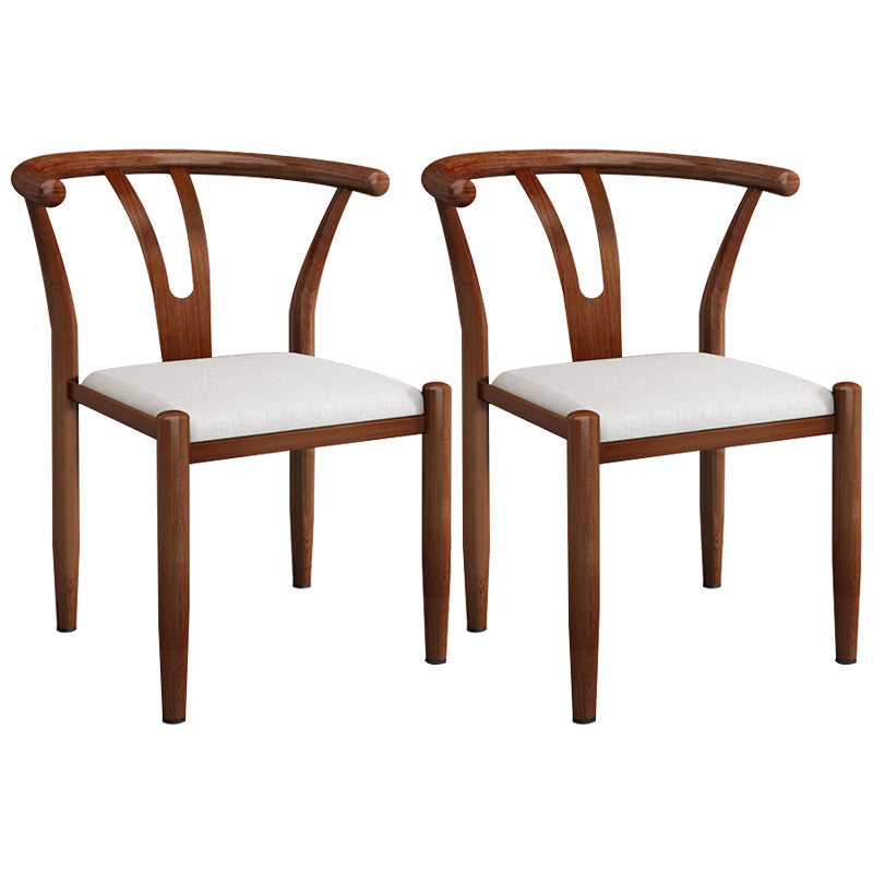 Contemporary Style Metal Chairs Fork Bone Back Arm Kitchen Dining Chair Set Textured White 2 Piece Set Walnut Clearhalo ' kitchen&dining_furn' 'Dining Chairs' 'Dining Tables & Seating' 'dining_chair' 'furn' 'furn_dining_chair' 'Furniture' 'furniture_dining_chair' 'Kitchen & Dining Furniture' 'kitchen' 3757403
