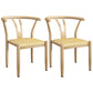 Contemporary Style Metal Chairs Fork Bone Back Arm Kitchen Dining Chair Set Off-White 2 Piece Set Natural Wood Clearhalo ' kitchen&dining_furn' 'Dining Chairs' 'Dining Tables & Seating' 'dining_chair' 'furn' 'furn_dining_chair' 'Furniture' 'furniture_dining_chair' 'Kitchen & Dining Furniture' 'kitchen' 3757406