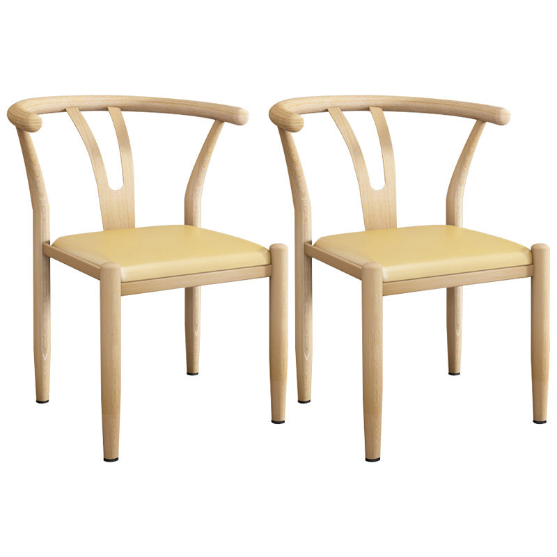 Contemporary Style Metal Chairs Fork Bone Back Arm Kitchen Dining Chair Set Off-White 2 Piece Set Natural Wood Clearhalo ' kitchen&dining_furn' 'Dining Chairs' 'Dining Tables & Seating' 'dining_chair' 'furn' 'furn_dining_chair' 'Furniture' 'furniture_dining_chair' 'Kitchen & Dining Furniture' 'kitchen' 3757406