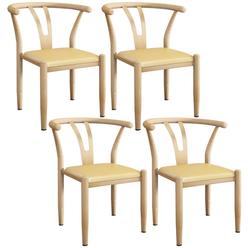 Contemporary Style Metal Chairs Fork Bone Back Arm Kitchen Dining Chair Set Off-White 4 Piece Set Natural Wood Clearhalo ' kitchen&dining_furn' 'Dining Chairs' 'Dining Tables & Seating' 'dining_chair' 'furn' 'furn_dining_chair' 'Furniture' 'furniture_dining_chair' 'Kitchen & Dining Furniture' 'kitchen' 3757407