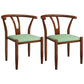 Contemporary Style Metal Chairs Fork Bone Back Arm Kitchen Dining Chair Set Green 2 Piece Set Walnut Clearhalo ' kitchen&dining_furn' 'Dining Chairs' 'Dining Tables & Seating' 'dining_chair' 'furn' 'furn_dining_chair' 'Furniture' 'furniture_dining_chair' 'Kitchen & Dining Furniture' 'kitchen' 3757409