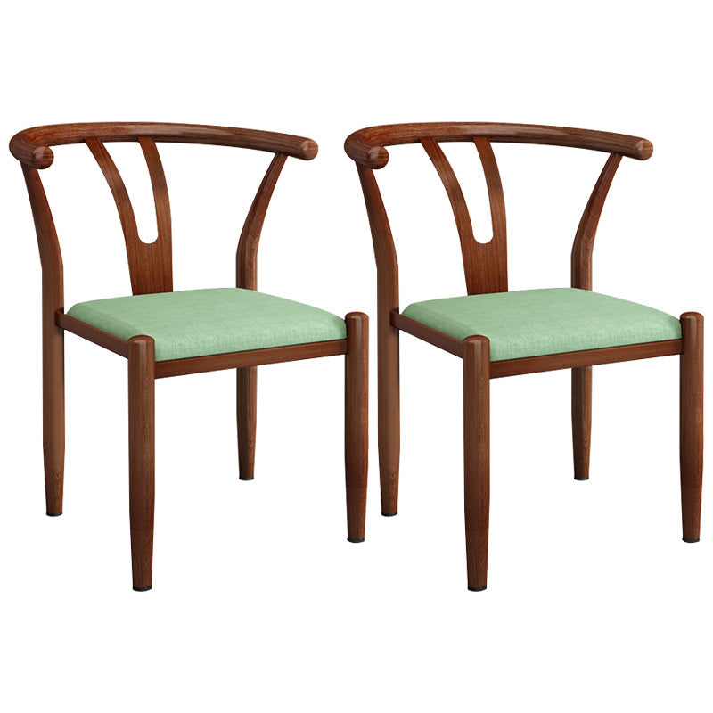 Contemporary Style Metal Chairs Fork Bone Back Arm Kitchen Dining Chair Set Green 2 Piece Set Walnut Clearhalo ' kitchen&dining_furn' 'Dining Chairs' 'Dining Tables & Seating' 'dining_chair' 'furn' 'furn_dining_chair' 'Furniture' 'furniture_dining_chair' 'Kitchen & Dining Furniture' 'kitchen' 3757409