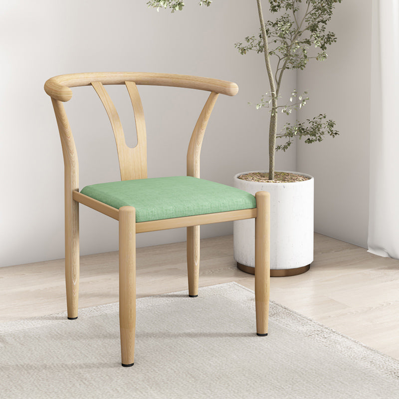 Contemporary Style Metal Chairs Fork Bone Back Arm Kitchen Dining Chair Set Green 1 Piece Natural Wood Clearhalo ' kitchen&dining_furn' 'Dining Chairs' 'Dining Tables & Seating' 'dining_chair' 'furn' 'furn_dining_chair' 'Furniture' 'furniture_dining_chair' 'Kitchen & Dining Furniture' 'kitchen' 3757411