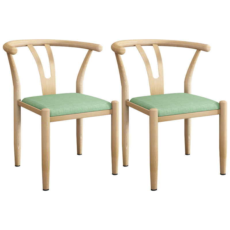 Contemporary Style Metal Chairs Fork Bone Back Arm Kitchen Dining Chair Set Green 2 Piece Set Natural Wood Clearhalo ' kitchen&dining_furn' 'Dining Chairs' 'Dining Tables & Seating' 'dining_chair' 'furn' 'furn_dining_chair' 'Furniture' 'furniture_dining_chair' 'Kitchen & Dining Furniture' 'kitchen' 3757412