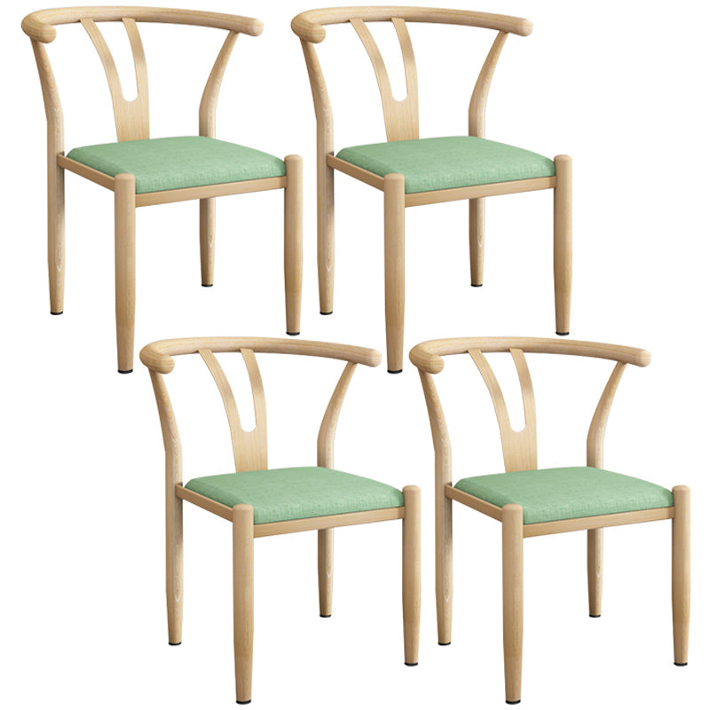 Contemporary Style Metal Chairs Fork Bone Back Arm Kitchen Dining Chair Set Green 4 Piece Set Natural Wood Clearhalo ' kitchen&dining_furn' 'Dining Chairs' 'Dining Tables & Seating' 'dining_chair' 'furn' 'furn_dining_chair' 'Furniture' 'furniture_dining_chair' 'Kitchen & Dining Furniture' 'kitchen' 3757413