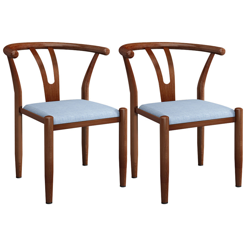 Contemporary Style Metal Chairs Fork Bone Back Arm Kitchen Dining Chair Set Blue 2 Piece Set Walnut Clearhalo ' kitchen&dining_furn' 'Dining Chairs' 'Dining Tables & Seating' 'dining_chair' 'furn' 'furn_dining_chair' 'Furniture' 'furniture_dining_chair' 'Kitchen & Dining Furniture' 'kitchen' 3757415