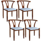 Contemporary Style Metal Chairs Fork Bone Back Arm Kitchen Dining Chair Set Blue 4 Piece Set Walnut Clearhalo ' kitchen&dining_furn' 'Dining Chairs' 'Dining Tables & Seating' 'dining_chair' 'furn' 'furn_dining_chair' 'Furniture' 'furniture_dining_chair' 'Kitchen & Dining Furniture' 'kitchen' 3757416