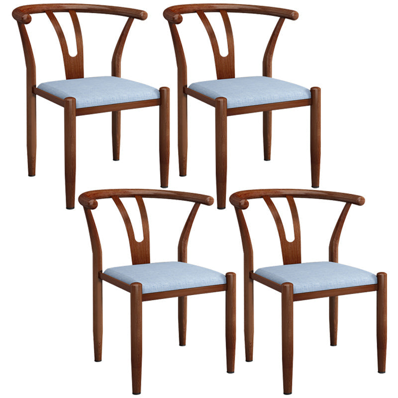 Contemporary Style Metal Chairs Fork Bone Back Arm Kitchen Dining Chair Set Blue 4 Piece Set Walnut Clearhalo ' kitchen&dining_furn' 'Dining Chairs' 'Dining Tables & Seating' 'dining_chair' 'furn' 'furn_dining_chair' 'Furniture' 'furniture_dining_chair' 'Kitchen & Dining Furniture' 'kitchen' 3757416