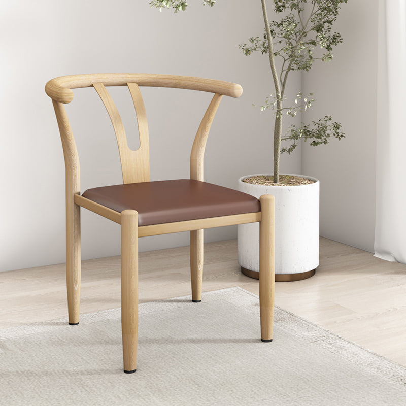 Contemporary Style Metal Chairs Fork Bone Back Arm Kitchen Dining Chair Set Coffee 1 Piece Natural Wood Clearhalo ' kitchen&dining_furn' 'Dining Chairs' 'Dining Tables & Seating' 'dining_chair' 'furn' 'furn_dining_chair' 'Furniture' 'furniture_dining_chair' 'Kitchen & Dining Furniture' 'kitchen' 3757417