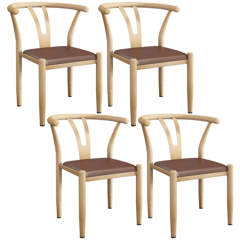 Contemporary Style Metal Chairs Fork Bone Back Arm Kitchen Dining Chair Set Coffee 4 Piece Set Clearhalo ' kitchen&dining_furn' 'Dining Chairs' 'Dining Tables & Seating' 'dining_chair' 'furn' 'furn_dining_chair' 'Furniture' 'furniture_dining_chair' 'Kitchen & Dining Furniture' 'kitchen' 3757419