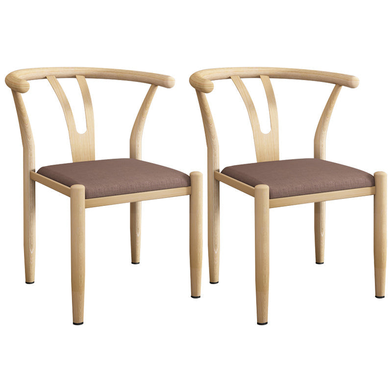 Contemporary Style Metal Chairs Fork Bone Back Arm Kitchen Dining Chair Set Brown 2 Piece Set Natural Wood Clearhalo ' kitchen&dining_furn' 'Dining Chairs' 'Dining Tables & Seating' 'dining_chair' 'furn' 'furn_dining_chair' 'Furniture' 'furniture_dining_chair' 'Kitchen & Dining Furniture' 'kitchen' 3757421