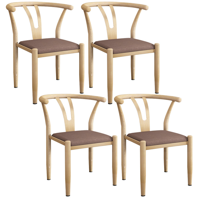 Contemporary Style Metal Chairs Fork Bone Back Arm Kitchen Dining Chair Set Brown 4 Piece Set Natural Wood Clearhalo ' kitchen&dining_furn' 'Dining Chairs' 'Dining Tables & Seating' 'dining_chair' 'furn' 'furn_dining_chair' 'Furniture' 'furniture_dining_chair' 'Kitchen & Dining Furniture' 'kitchen' 3757422