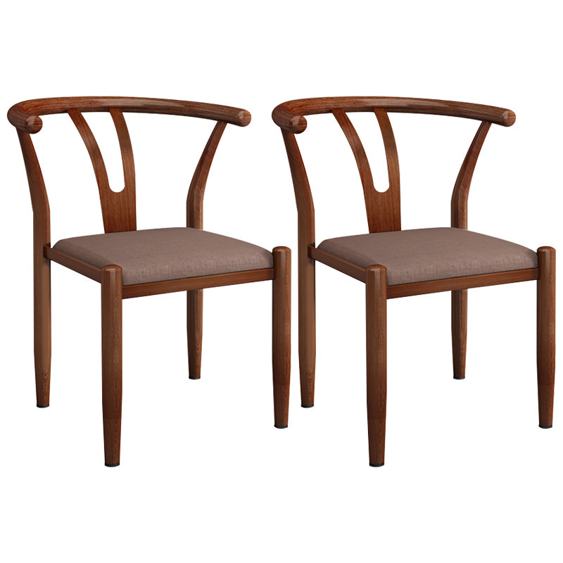 Contemporary Style Metal Chairs Fork Bone Back Arm Kitchen Dining Chair Set Brown 2 Piece Set Walnut Clearhalo ' kitchen&dining_furn' 'Dining Chairs' 'Dining Tables & Seating' 'dining_chair' 'furn' 'furn_dining_chair' 'Furniture' 'furniture_dining_chair' 'Kitchen & Dining Furniture' 'kitchen' 3757424