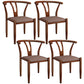 Contemporary Style Metal Chairs Fork Bone Back Arm Kitchen Dining Chair Set Brown 4 Piece Set Walnut Clearhalo ' kitchen&dining_furn' 'Dining Chairs' 'Dining Tables & Seating' 'dining_chair' 'furn' 'furn_dining_chair' 'Furniture' 'furniture_dining_chair' 'Kitchen & Dining Furniture' 'kitchen' 3757425