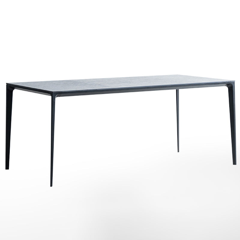Grey Sintered Stone Top Dining Table Rectangle Table with Metal Base and 4 Legs Black Clearhalo ' dining_table' 'Dining Tables & Seating' 'Dining Tables' 'Furniture' 'furniture_dining_table' 'Kitchen & Dining Furniture' 'kitchen&dining_furn' 'kitchen' 'kitchen_dining_table' 3757447