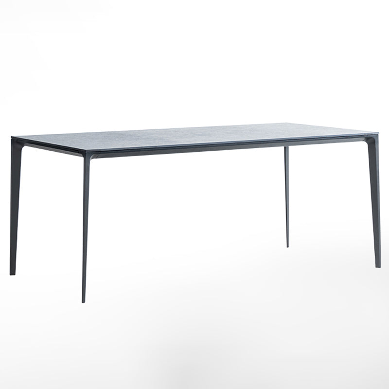 Grey Sintered Stone Top Dining Table Rectangle Table with Metal Base and 4 Legs Gray Clearhalo ' dining_table' 'Dining Tables & Seating' 'Dining Tables' 'Furniture' 'furniture_dining_table' 'Kitchen & Dining Furniture' 'kitchen&dining_furn' 'kitchen' 'kitchen_dining_table' 3757448