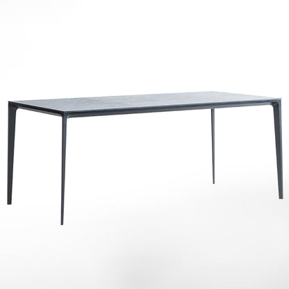 Grey Sintered Stone Top Dining Table Rectangle Table with Metal Base and 4 Legs Gray Clearhalo ' dining_table' 'Dining Tables & Seating' 'Dining Tables' 'Furniture' 'furniture_dining_table' 'Kitchen & Dining Furniture' 'kitchen&dining_furn' 'kitchen' 'kitchen_dining_table' 3757448