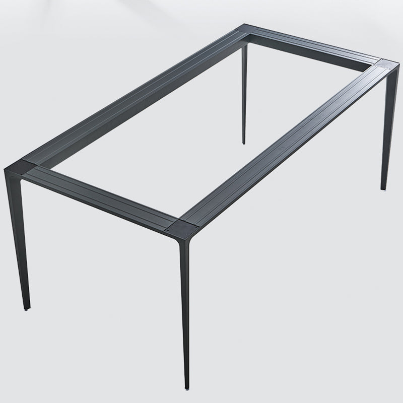 Grey Sintered Stone Top Dining Table Rectangle Table with Metal Base and 4 Legs Clearhalo ' dining_table' 'Dining Tables & Seating' 'Dining Tables' 'Furniture' 'furniture_dining_table' 'Kitchen & Dining Furniture' 'kitchen&dining_furn' 'kitchen' 'kitchen_dining_table' 3757451