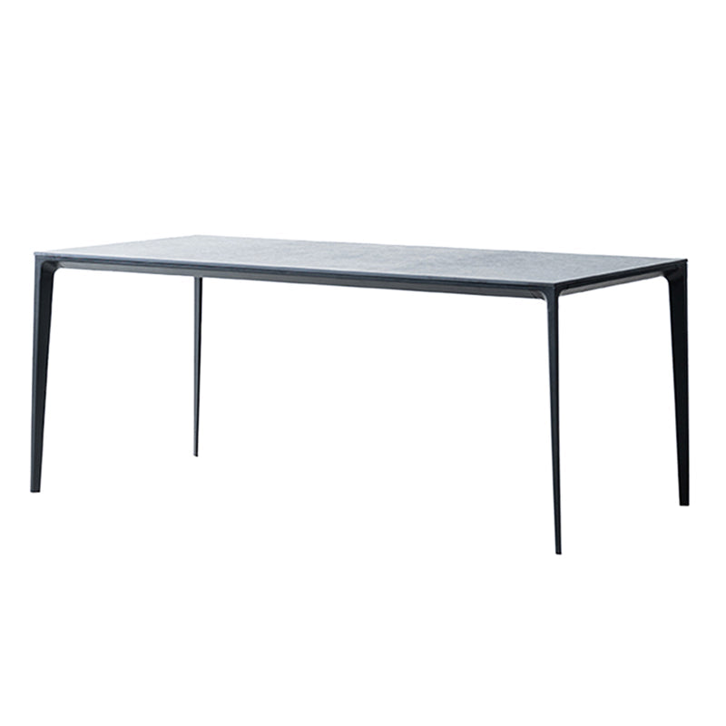 Grey Sintered Stone Top Dining Table Rectangle Table with Metal Base and 4 Legs Clearhalo ' dining_table' 'Dining Tables & Seating' 'Dining Tables' 'Furniture' 'furniture_dining_table' 'Kitchen & Dining Furniture' 'kitchen&dining_furn' 'kitchen' 'kitchen_dining_table' 3757452