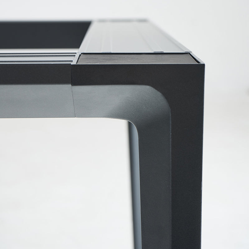 Grey Sintered Stone Top Dining Table Rectangle Table with Metal Base and 4 Legs Clearhalo ' dining_table' 'Dining Tables & Seating' 'Dining Tables' 'Furniture' 'furniture_dining_table' 'Kitchen & Dining Furniture' 'kitchen&dining_furn' 'kitchen' 'kitchen_dining_table' 3757454