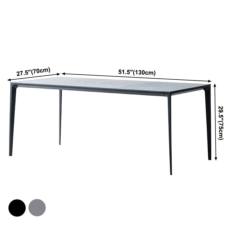 Grey Sintered Stone Top Dining Table Rectangle Table with Metal Base and 4 Legs Clearhalo ' dining_table' 'Dining Tables & Seating' 'Dining Tables' 'Furniture' 'furniture_dining_table' 'Kitchen & Dining Furniture' 'kitchen&dining_furn' 'kitchen' 'kitchen_dining_table' 3757457