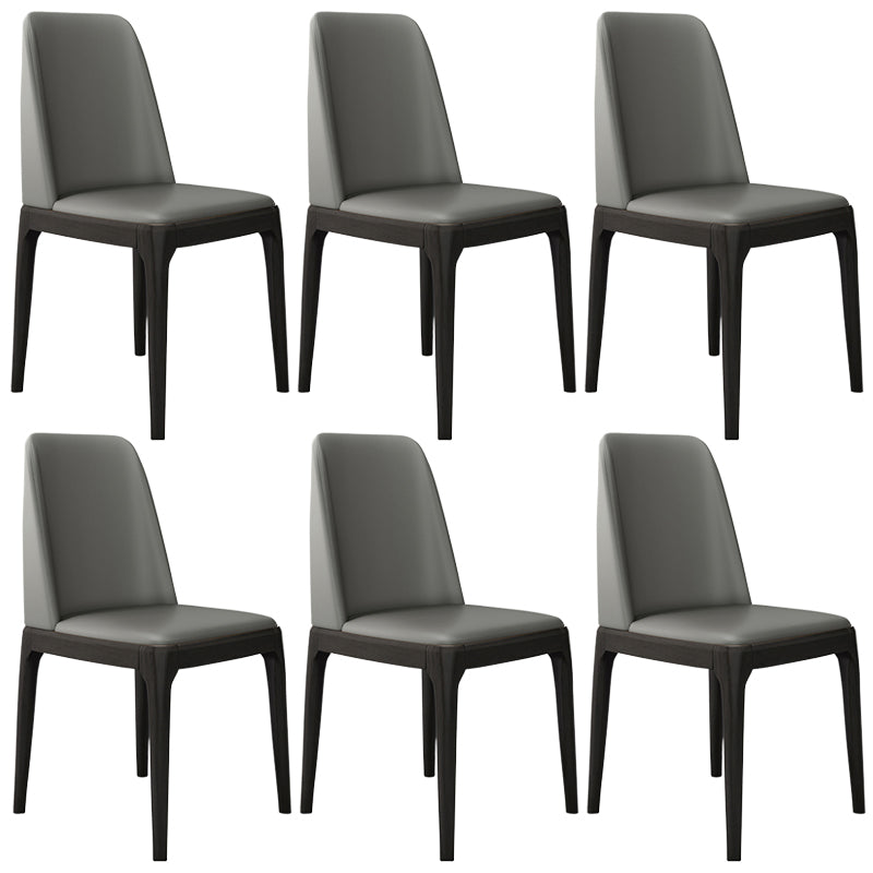 Leather Scandinavian Restaurant Side Chair Colorful Parsons Dining Chair Dark Gray-Black 6 Piece Set Clearhalo ' kitchen&dining_furn' 'Dining Chairs' 'Dining Tables & Seating' 'dining_chair' 'furn' 'furn_dining_chair' 'Furniture' 'furniture_dining_chair' 'Kitchen & Dining Furniture' 'kitchen' 3757919
