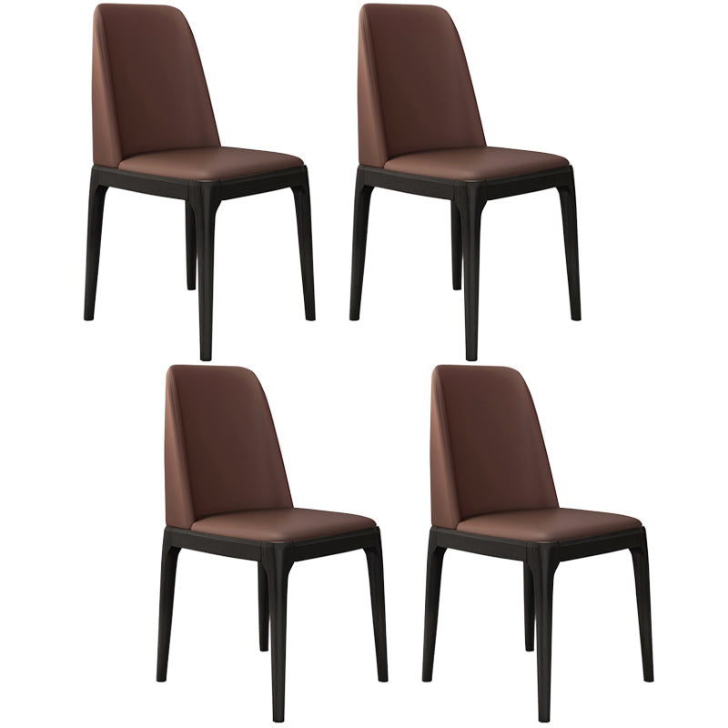 Leather Scandinavian Restaurant Side Chair Colorful Parsons Dining Chair Dark Coffee 4 Piece Set Clearhalo ' kitchen&dining_furn' 'Dining Chairs' 'Dining Tables & Seating' 'dining_chair' 'furn' 'furn_dining_chair' 'Furniture' 'furniture_dining_chair' 'Kitchen & Dining Furniture' 'kitchen' 3757940