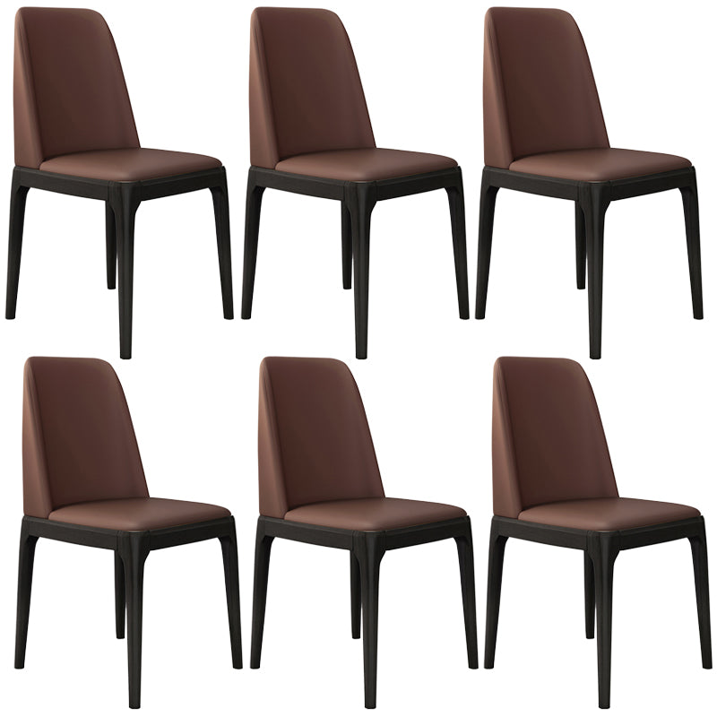 Leather Scandinavian Restaurant Side Chair Colorful Parsons Dining Chair Dark Coffee 6 Piece Set Clearhalo ' kitchen&dining_furn' 'Dining Chairs' 'Dining Tables & Seating' 'dining_chair' 'furn' 'furn_dining_chair' 'Furniture' 'furniture_dining_chair' 'Kitchen & Dining Furniture' 'kitchen' 3757941