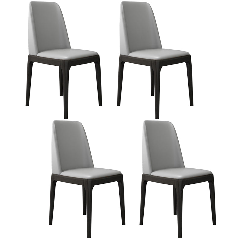 Leather Scandinavian Restaurant Side Chair Colorful Parsons Dining Chair Light Gray-Black 4 Piece Set Clearhalo ' kitchen&dining_furn' 'Dining Chairs' 'Dining Tables & Seating' 'dining_chair' 'furn' 'furn_dining_chair' 'Furniture' 'furniture_dining_chair' 'Kitchen & Dining Furniture' 'kitchen' 3757961