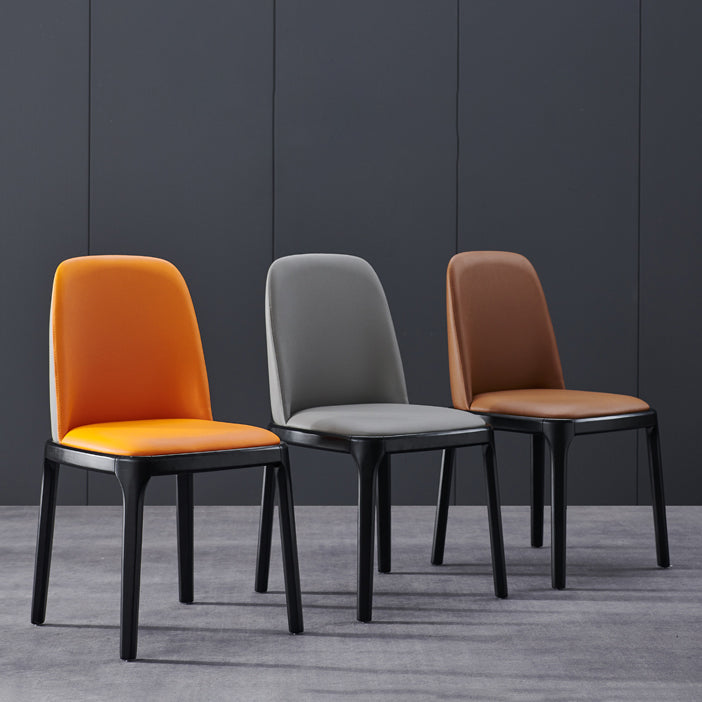 Contemporary Style Leather Chair Wooden Parsons Armless chair for Dining Room Clearhalo ' kitchen&dining_furn' 'Dining Chairs' 'Dining Tables & Seating' 'dining_chair' 'furn' 'furn_dining_chair' 'Furniture' 'furniture_dining_chair' 'Kitchen & Dining Furniture' 'kitchen' 3771329