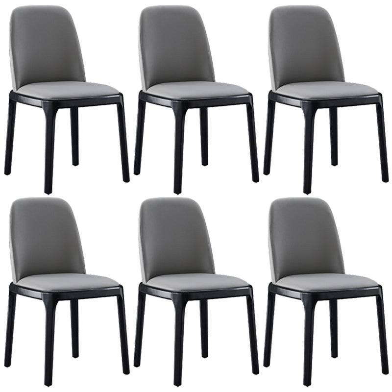 Contemporary Style Leather Chair Wooden Parsons Armless chair for Dining Room Grey 6 Piece Set Clearhalo ' kitchen&dining_furn' 'Dining Chairs' 'Dining Tables & Seating' 'dining_chair' 'furn' 'furn_dining_chair' 'Furniture' 'furniture_dining_chair' 'Kitchen & Dining Furniture' 'kitchen' 3771333