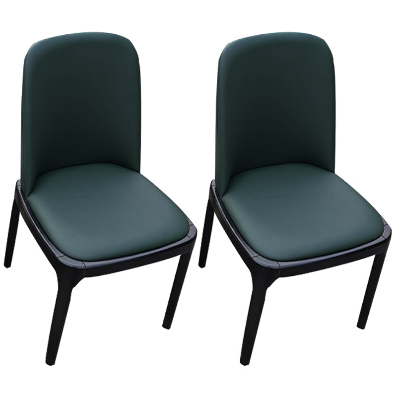 Contemporary Style Leather Chair Wooden Parsons Armless chair for Dining Room Blackish Green 2 Piece Set Clearhalo ' kitchen&dining_furn' 'Dining Chairs' 'Dining Tables & Seating' 'dining_chair' 'furn' 'furn_dining_chair' 'Furniture' 'furniture_dining_chair' 'Kitchen & Dining Furniture' 'kitchen' 3771335