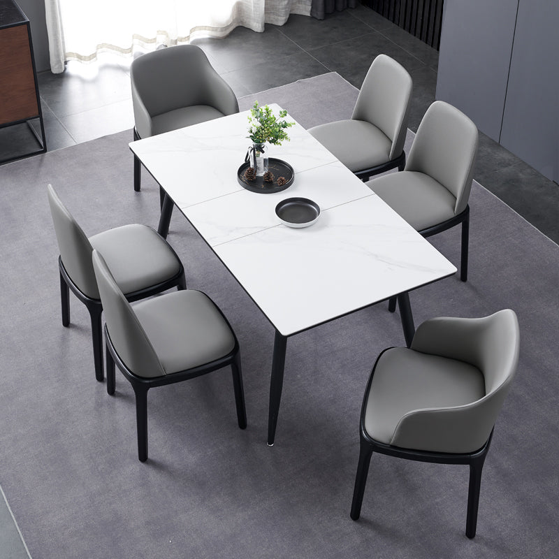 Contemporary Style Leather Chair Wooden Parsons Armless chair for Dining Room Clearhalo ' kitchen&dining_furn' 'Dining Chairs' 'Dining Tables & Seating' 'dining_chair' 'furn' 'furn_dining_chair' 'Furniture' 'furniture_dining_chair' 'Kitchen & Dining Furniture' 'kitchen' 3771336