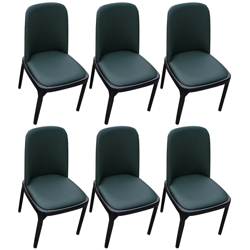 Contemporary Style Leather Chair Wooden Parsons Armless chair for Dining Room Blackish Green 6 Piece Set Clearhalo ' kitchen&dining_furn' 'Dining Chairs' 'Dining Tables & Seating' 'dining_chair' 'furn' 'furn_dining_chair' 'Furniture' 'furniture_dining_chair' 'Kitchen & Dining Furniture' 'kitchen' 3771340