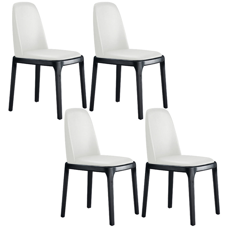 Contemporary Style Leather Chair Wooden Parsons Armless chair for Dining Room White 4 Piece Set Clearhalo ' kitchen&dining_furn' 'Dining Chairs' 'Dining Tables & Seating' 'dining_chair' 'furn' 'furn_dining_chair' 'Furniture' 'furniture_dining_chair' 'Kitchen & Dining Furniture' 'kitchen' 3771344