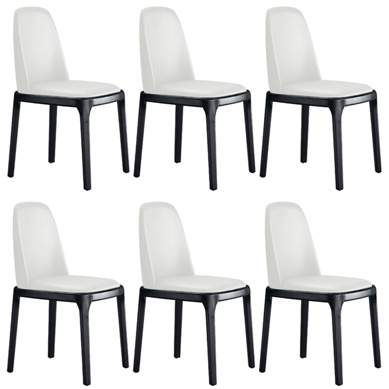 Contemporary Style Leather Chair Wooden Parsons Armless chair for Dining Room White 6 Piece Set Clearhalo ' kitchen&dining_furn' 'Dining Chairs' 'Dining Tables & Seating' 'dining_chair' 'furn' 'furn_dining_chair' 'Furniture' 'furniture_dining_chair' 'Kitchen & Dining Furniture' 'kitchen' 3771346