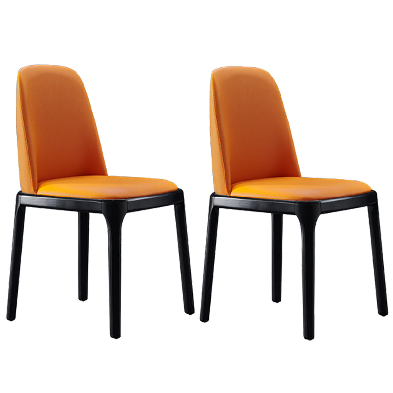 Contemporary Style Leather Chair Wooden Parsons Armless chair for Dining Room Orange 2 Piece Set Clearhalo ' kitchen&dining_furn' 'Dining Chairs' 'Dining Tables & Seating' 'dining_chair' 'furn' 'furn_dining_chair' 'Furniture' 'furniture_dining_chair' 'Kitchen & Dining Furniture' 'kitchen' 3771347